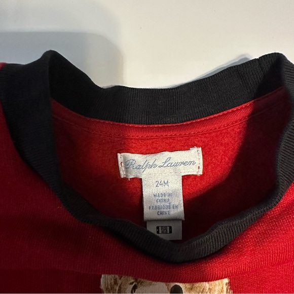 Ralph Lauren Polo Bear Red Black Sweater Size 24month - Picture 8 of 8